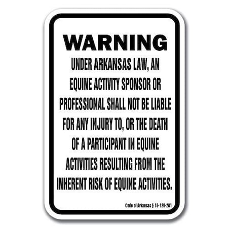 Signmission Safety Sign, 18 in Height, Aluminum, 12 in Length, Equine - Arkansas A-1218 Equine - Arkansas